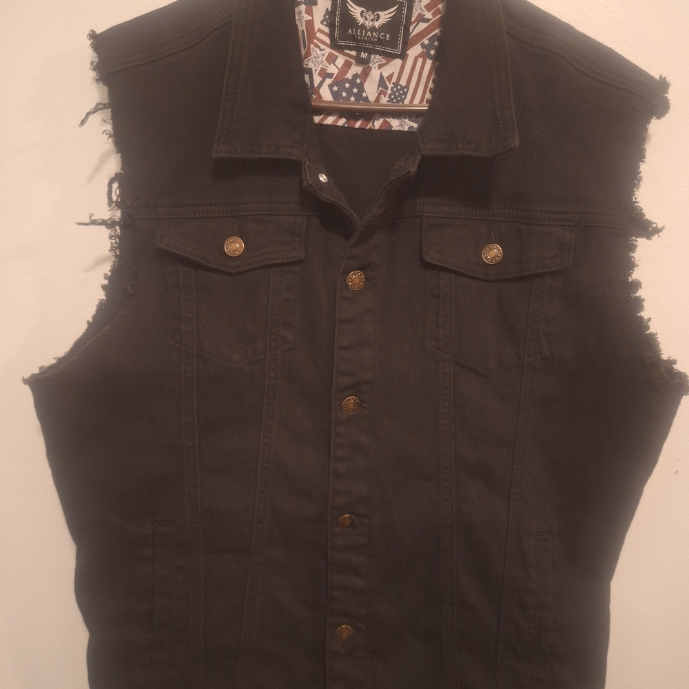 Alliance Jackets & Coats Men's BlackSleeveless Biker Rocker (Battle Vest)Size:m